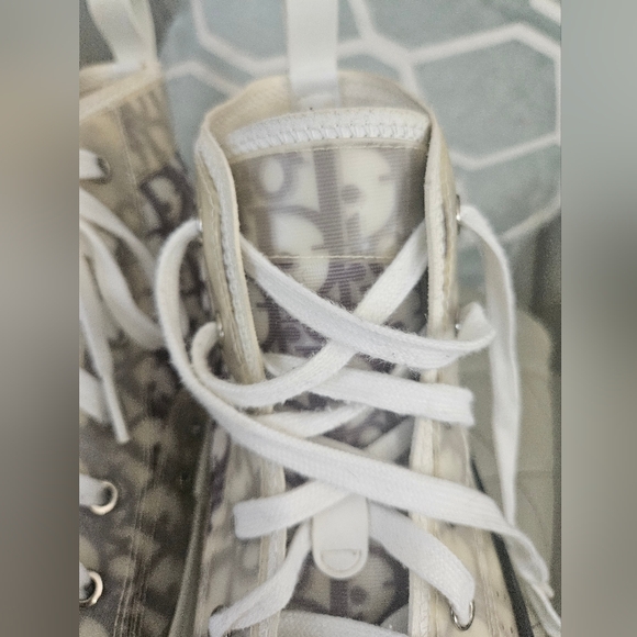 Dior Monogram High-Top Sneakers in Gray and White - Picture 7 of 10